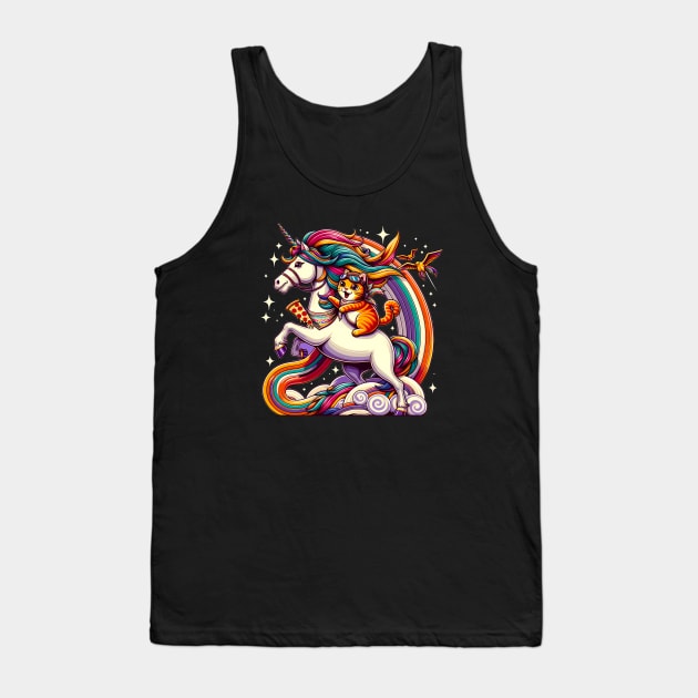 Pizza Unicorn and Cat Lover, Love Eating Pizza Tank Top by dukito